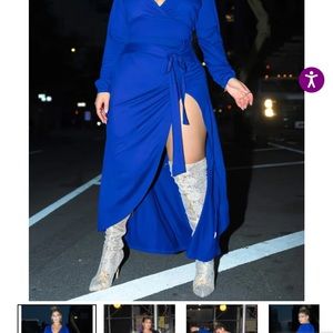 Get Loud High Slit Maxi A Line Skirt - Sapphire Blue